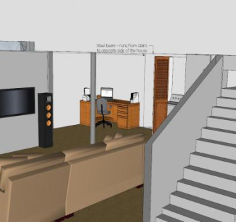 地下室改造装修SU模型下载_sketchup草图大师SKP模型