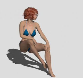 比基尼短发美女SU模型下载_sketchup草图大师SKP模型
