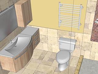 现代卫浴装修浴室SU模型下载_sketchup草图大师SKP模型