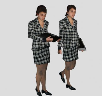 格子西服女士SU模型下载_sketchup草图大师SKP模型