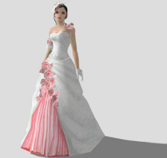 缀花婚纱女人SU模型下载_sketchup草图大师SKP模型
