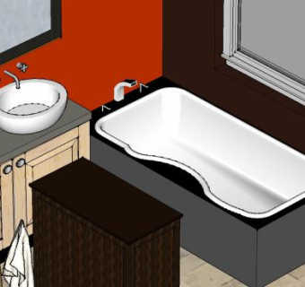 简约卫浴浴室SU模型下载_sketchup草图大师SKP模型