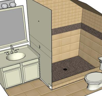 现代风格卫浴装修SU模型下载_sketchup草图大师SKP模型