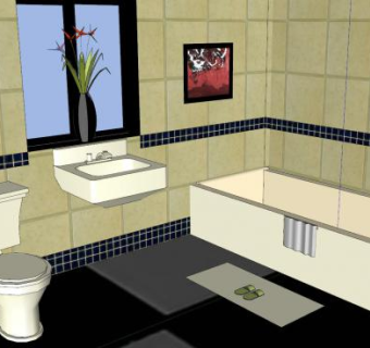 现代卫生间装修SU模型下载_sketchup草图大师SKP模型