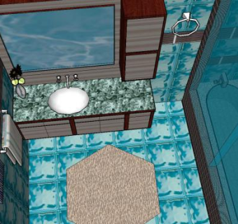 豪华小型蓝色卫浴SU模型下载_sketchup草图大师SKP模型