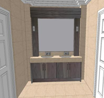 浴室梳妆台装修SU模型下载_sketchup草图大师SKP模型