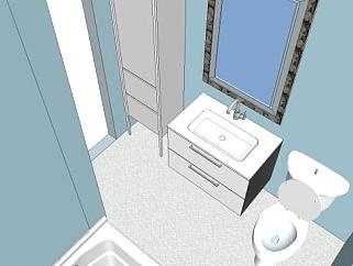 现代浴室<em>卫生间SU模型</em>下载_sketchup草图大师SKP模型