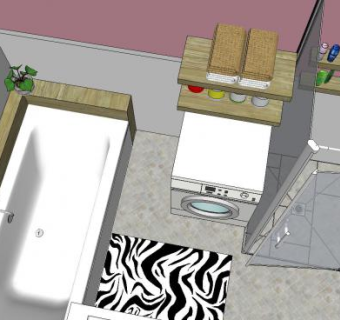 小浴室粉色装修SU模型下载_sketchup草图大师SKP模型