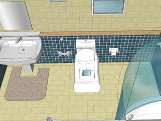 公寓装修简易浴室卫生间SU模型下载_sketchup草图大师SKP模型