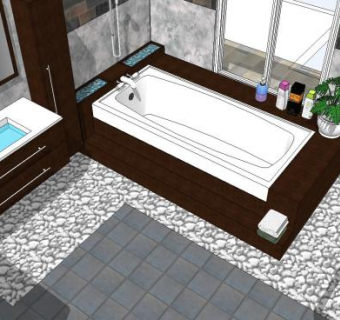 卫生间布局设计SU模型下载_sketchup草图大师SKP模型