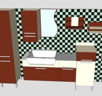 现代卫浴装修沐浴室SU模型下载_sketchup草图大师SKP模型