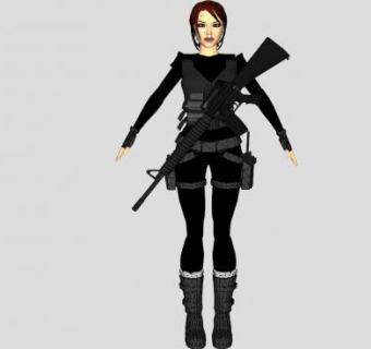 女警人物SU模型下载_sketchup草图大师SKP模型