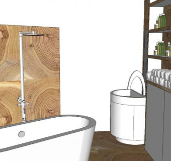 现代白色家居浴室SU模型下载_sketchup草图大师SKP模型