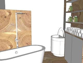 现代白色家居浴室SU模型下载_sketchup草图大师SKP模型