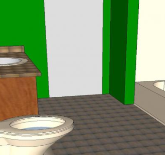 绿色休闲风格浴室SU模型下载_sketchup草图大师SKP模型