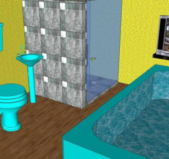 现代绿色卫浴浴室SU模型下载_sketchup草图大师SKP模型