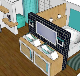 豪华卫生间卫浴装修SU模型下载_sketchup草图大师SKP模型