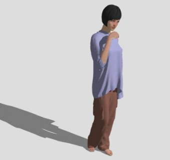 短发年轻女人SU模型下载_sketchup草图大师SKP模型