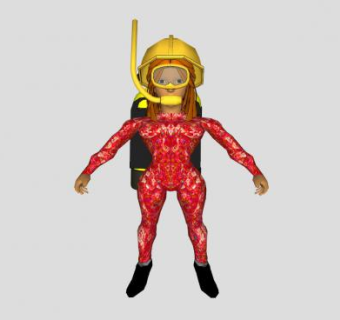 潜水员女人SU模型下载_sketchup草图大师SKP模型