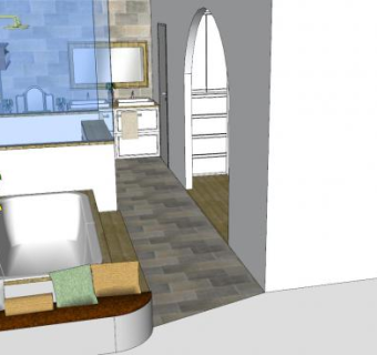 主浴室壁柜更衣室SU模型下载_sketchup草图大师SKP模型