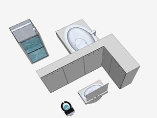 浴室独立卫生间SU模型下载_sketchup草图大师SKP模型