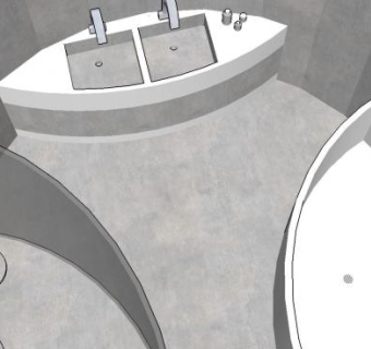 圆形卫生间浴室SU模型下载_sketchup草图大师SKP模型