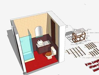 小型更衣室淋浴房SU模型下载_sketchup草图大师SKP模型