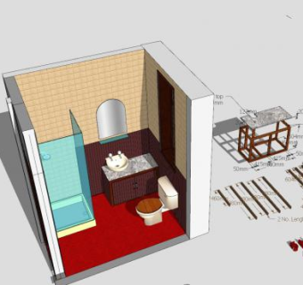 小型更衣室淋浴房SU模型下载_sketchup草图大师SKP模型