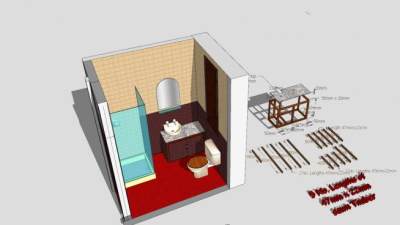 小型更衣室淋浴房SU模型下载_sketchup草图大师SKP模型