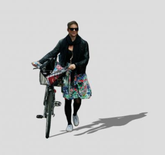 女孩和自行车SU模型下载_sketchup草图大师SKP模型