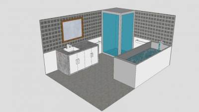 现代风格淋浴更衣室SU模型下载_sketchup草图大师SKP模型