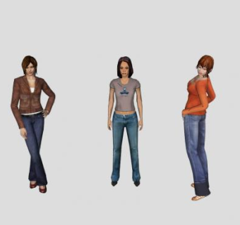 女人们的站姿SU模型下载_sketchup草图大师SKP模型