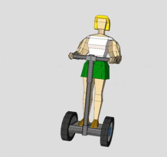 平衡车上的女孩SU模型下载_sketchup草图大师SKP模型