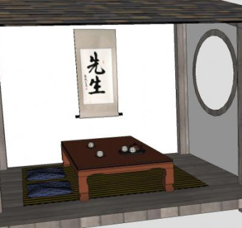 日本茶室场所SU模型下载_sketchup草图大师SKP模型