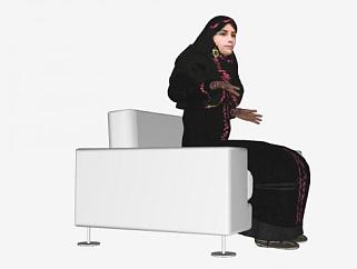 椅子上的阿拉伯女人SU模型下载_sketchup草图大师SKP模型
