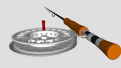 休闲鱼竿钓杆SU模型下载_sketchup草图大师SKP模型