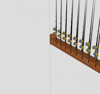 垂钓传统的杆架SU模型下载_sketchup草图大师SKP模型