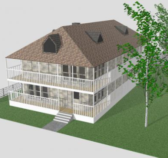 别墅古董房子SU模型下载_sketchup草图大师SKP模型