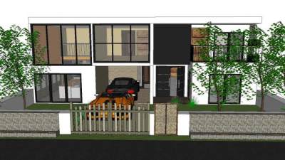 皇家住宅别墅外观SU模型下载_sketchup草图大师SKP模型