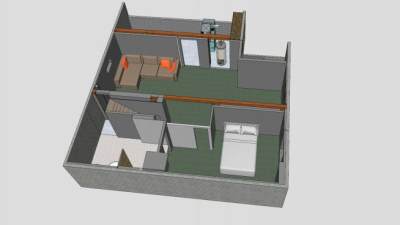 二居室家居装修布局SU模型下载_sketchup草图大师SKP模型