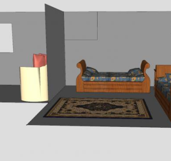 二居室装修建筑SU模型下载_sketchup草图大师SKP模型