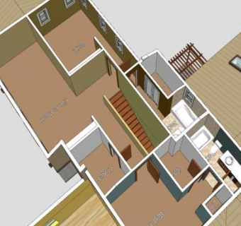 拱顶设计二楼二居室SU模型下载_sketchup草图大师SKP模型