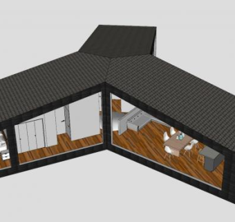 黑色室内装修SU模型下载_sketchup草图大师SKP模型