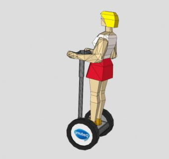 平衡车上的女人SU模型下载_sketchup草图大师SKP模型