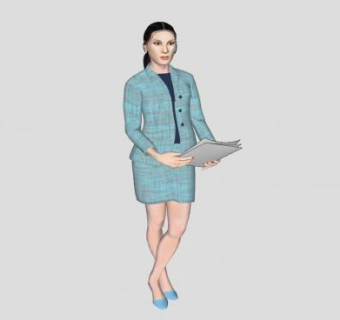 双马尾女性SU模型下载_sketchup草图大师SKP模型