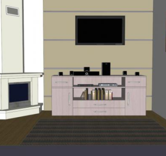 客厅装修壁炉摆件SU模型下载_sketchup草图大师SKP模型