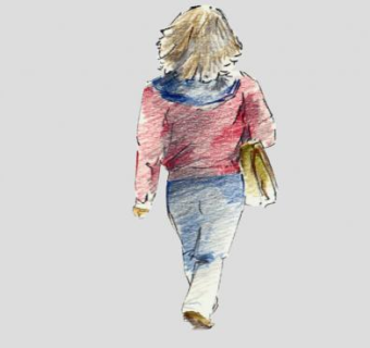 素描女性走姿SU模型下载_sketchup草图大师SKP模型