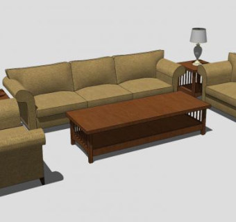 休闲风格客厅设置SU模型下载_sketchup草图大师SKP模型