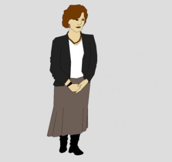 2D棕发女人SU模型下载_sketchup草图大师SKP模型