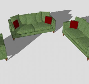 绿色组合沙发SU模型下载_sketchup草图大师SKP模型